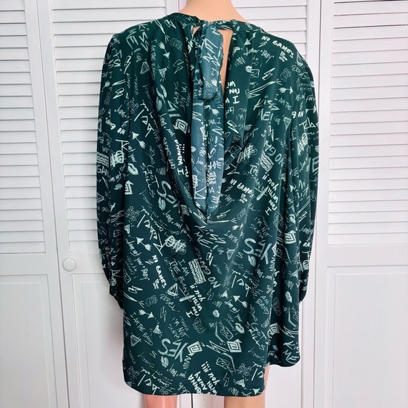 MELISSA MCCARTHY SEVEN7 Graffiti Green Blouse Size 2X - Picture 7 of 7